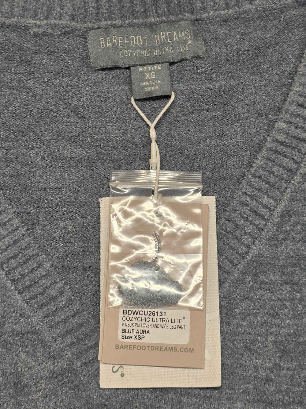 Barefoot Dreams Womens Sweater XSP Petite Cozychic Ultralight Pullover Blue